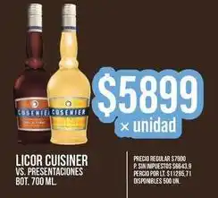 Supermercados Vea Cuisiner licor vs. presentaciones bot. oferta