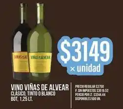 Supermercados Vea Viñas de alvear vino clásico, tinto o blanco bot oferta