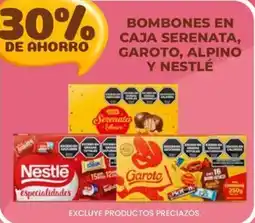 Supermercados Vea Nestlé bombones en caja serenata, garoto, alpino y nestlé oferta
