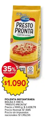 Carrefour Market Arcor presto pronta polenta instantánea oferta