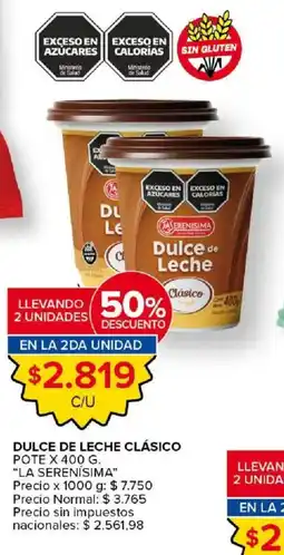 Carrefour Market La serenisima dulce de leche clasico oferta