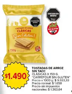 Carrefour Market Carrefour tostadas de arroz clásicas sin gluten oferta