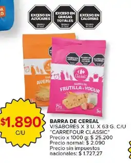Carrefour Market Carrefour classic barras de cereal oferta