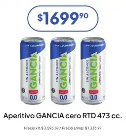 Hergo Gancia aperitivo cero rtd oferta