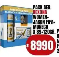 Supermercados Mariano Max Rexona - pack aer. women+ jabon fifa+ muneсo x 89+120gr oferta