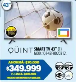 Casa del Audio Qüint smart tv 43" oferta