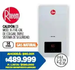 Casa del Audio Rheem calefón oferta
