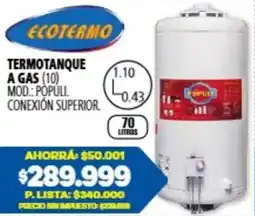 Casa del Audio Ecotermo termotanque a gas oferta
