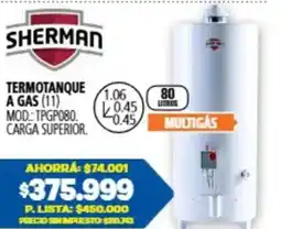 Casa del Audio Sherman termotanque a gas oferta
