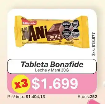 Bonafide tableta leche y maní