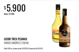 Super MAMI Tres plumas licor varios sabores oferta