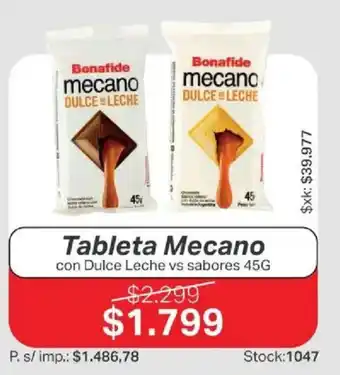 Bonafide tableta mecano con dulce leche