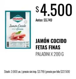 Super MAMI Paladini jamón cocido fetas finas oferta