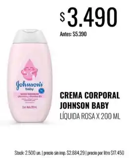 Super MAMI johnson baby crema corporal liquida rosa oferta