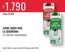 Supermercados Tadicor La serenisima leche larga vida entera / descremada oferta