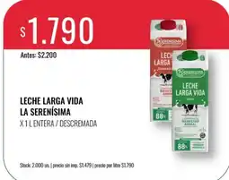 Supermercados Tadicor La serenisima leche larga vida entera / descremada oferta