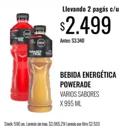 Supermercados Tadicor Powerade bebida energética varios sabores oferta