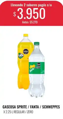 Supermercados Tadicor Sprite / fanta / schweppes gaseosa oferta