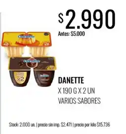 Supermercados Tadicor Danette varios sabores oferta
