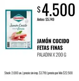 Supermercados Tadicor Paladini jamón cocido fetas finas oferta