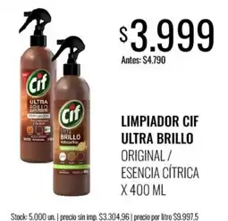 Supermercados Tadicor Cif limpiador cif ultra brillo original / esencia cítrica oferta
