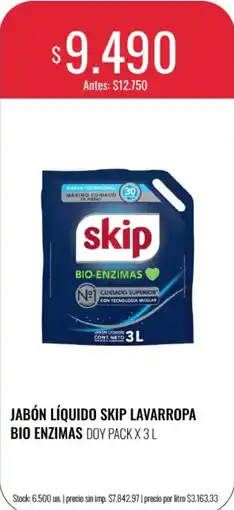 Supermercados Tadicor Skip jabón líquido lavarropa bio enzimas oferta