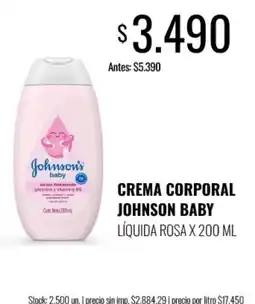 Supermercados Tadicor Johnson's baby crema corporal líquida rosa oferta