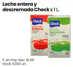 Changomas Check leche entera y descremada oferta