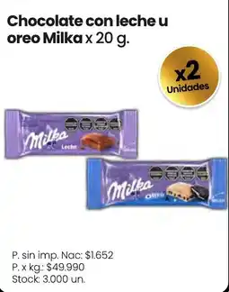 Changomas Milka chocolate con leche u oreo oferta