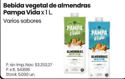 Changomas Pampa vida bebida vegetal de almendras oferta