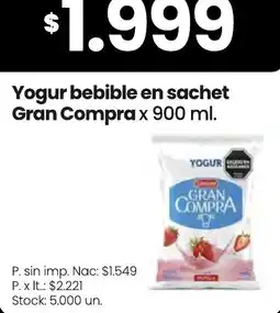 Changomas Gran compra yogur bebible en sachet oferta