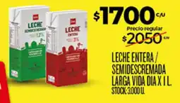 Supermercados DIA Leche entera / semidescremada oferta