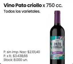 Changomas Pato criollo vino oferta