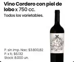 Changomas Vino cordero con piel de lobo oferta