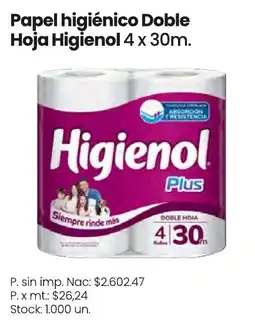 Changomas Higienol papel higiénico doble hoja oferta