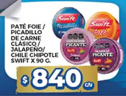 Supermercados DIA Swift paté foie / picadillo de carne clásico / picante / jalapeño / chile chipotle oferta