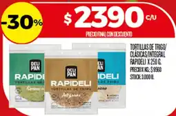 Supermercados DIA Rapideli tortillas de trigo oferta