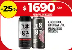 Supermercados DIA Fernet con cola / pomelo 1882 oferta
