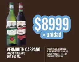 Supermercados Vea Vermouth carpano rosso y blanco bot. oferta