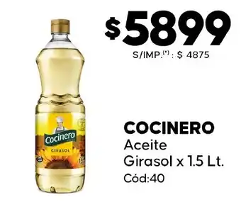Cocinero aceite girasol