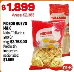 Makro M&K fideos huevo oferta
