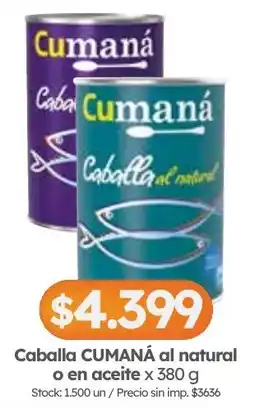 Cordiez Cumaná caballa al natural oferta