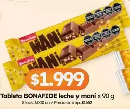 Cordiez Bonafide tableta leche y maní oferta