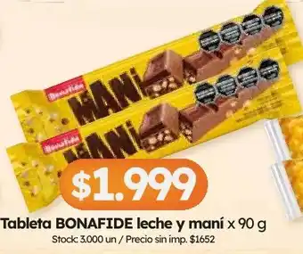 Cordiez Bonafide tableta leche y maní oferta