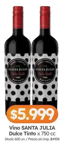 Cordiez Santa julia vino dulce tinto oferta