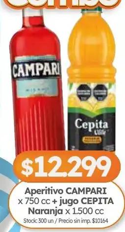 Cordiez Campari aperitivo + cepita jugo naranja oferta