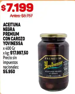 Makro Yovinessa aceituna negra premium con carozo oferta