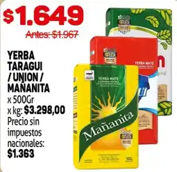 Makro Yerba taragui yerba mate mañanita oferta