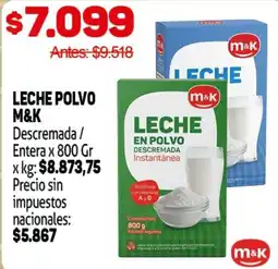 Makro M&K leche polvo descremada entera oferta