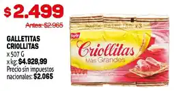 Makro Dayly galletitas criollitas oferta